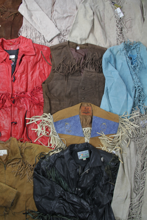 Leather and suede fringe jacket Multi