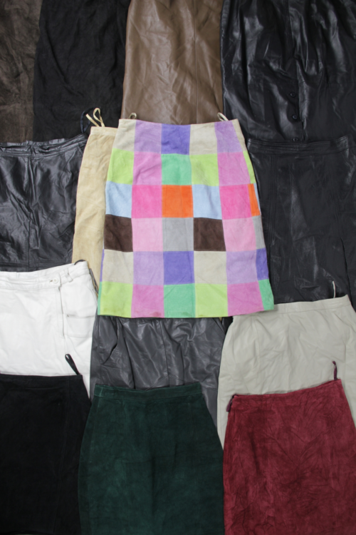 Leather and suede Skirt Single